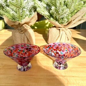 Martini or dessert glasses Handblown Artisan made Kingston Glass Set of 2